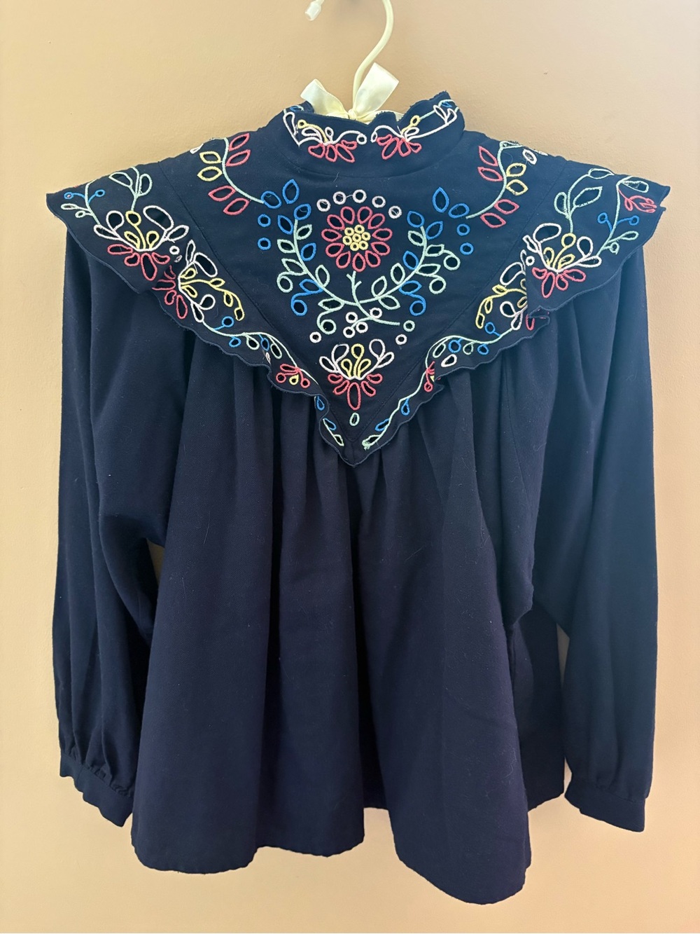 Chloé Navy Embroidered V-Panel Women’s Blouse